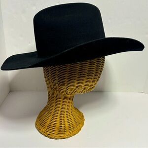 Vintage Bailey Double Fur Blend Black Cowboy Hat Shaping Fedora Size 7 5/6